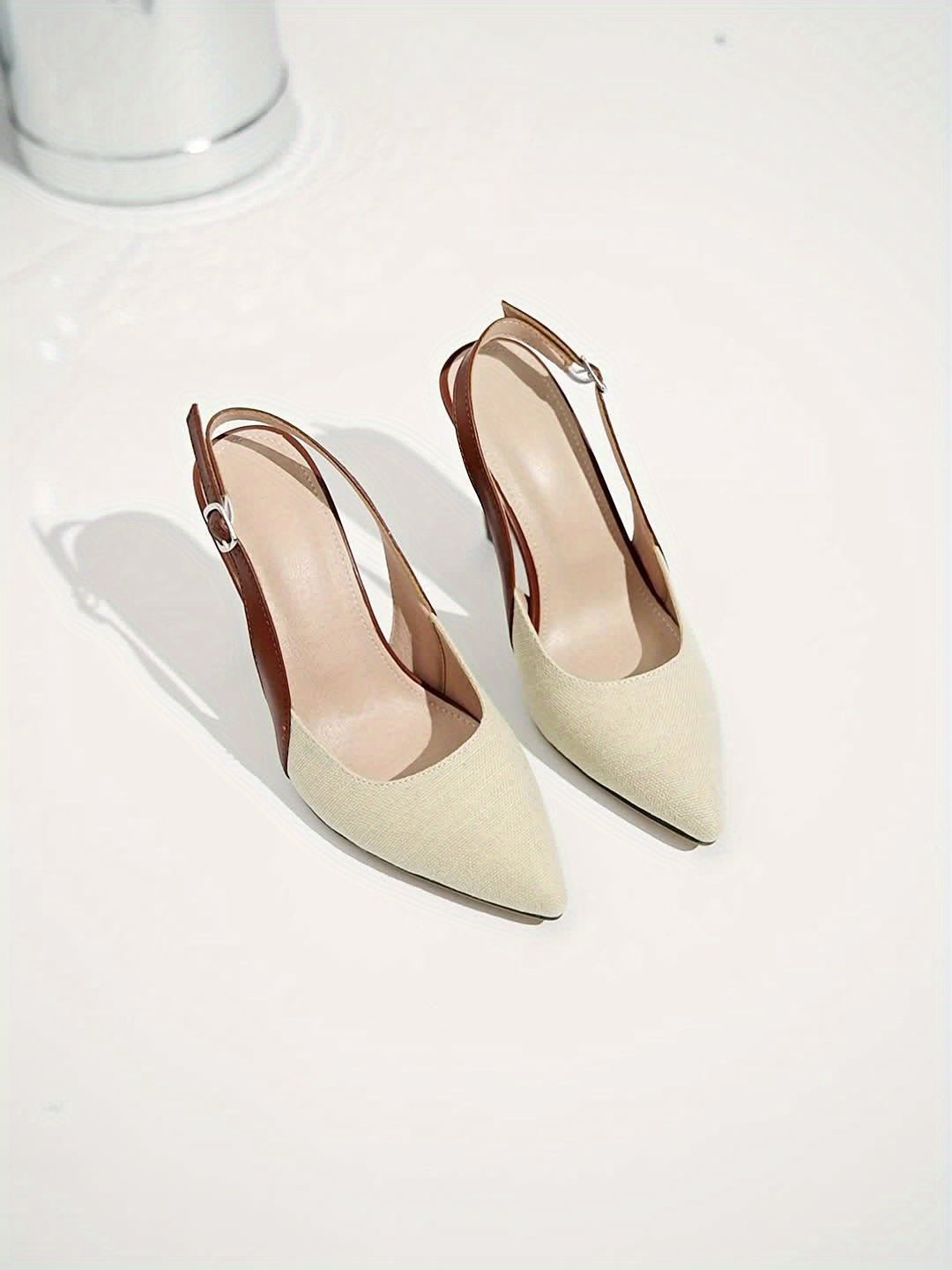 Amelia™ | Zapatos de tacón con talón abierto y detalles en contraste - Ebora Store