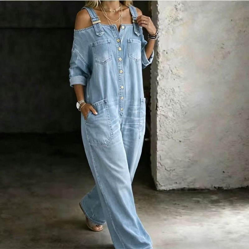 Bekväm jumpsuit med vida ben och praktiska fickor - Ebora Store
