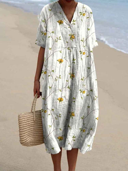 Sammy - Vestido Casual Flowy de Arte Floral Vintage