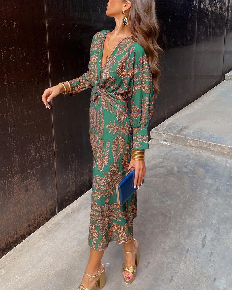 Isadora™ – Vestido Midi Elegante con Estampado de Encanto Atemporal - Ebora Store