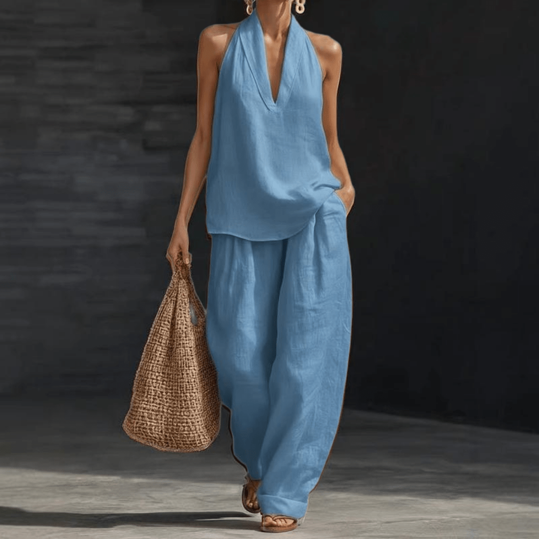 Ainhoa | Conjunto de dos piezas con textura de lino - Ebora Store