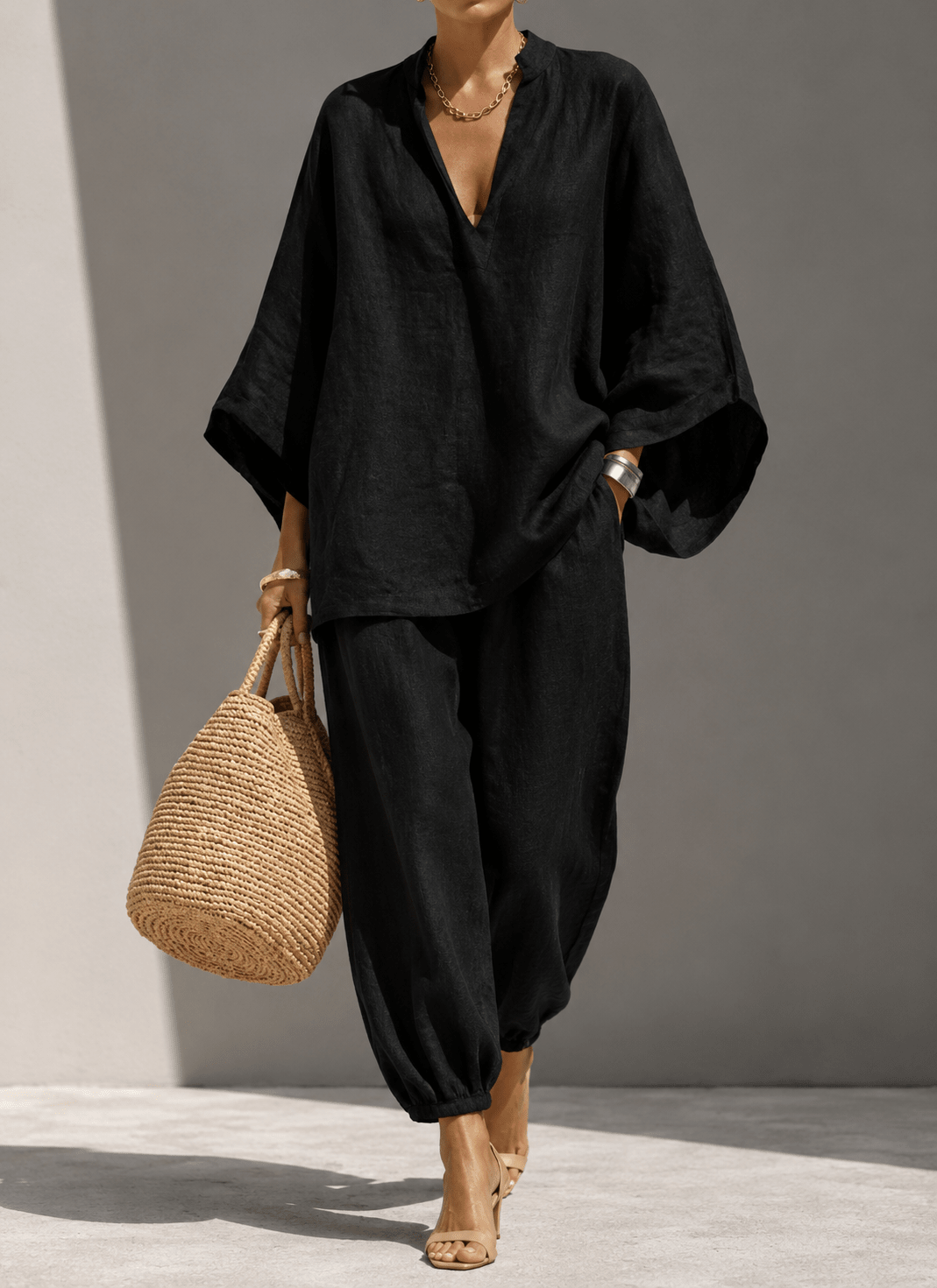 Ainhoa | Conjunto de dos piezas con textura de lino - Ebora Store