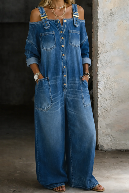 Sophia | Mono Denim con Hombros Descubiertos