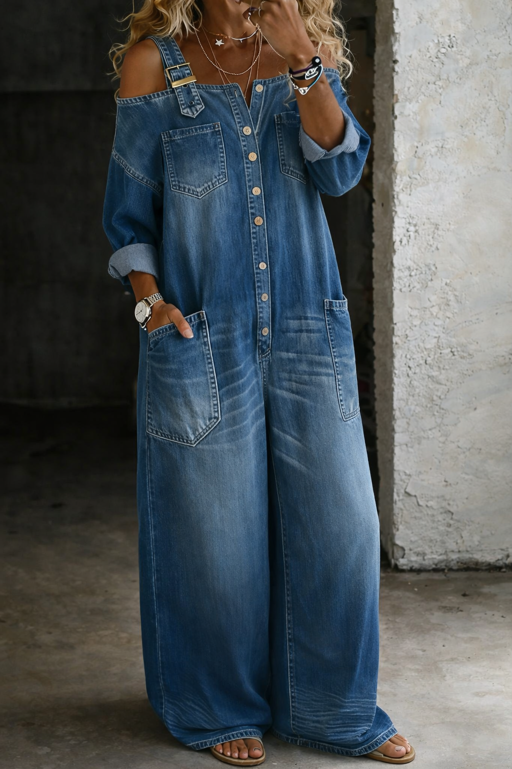 Sophia | Mono Denim con Hombros Descubiertos