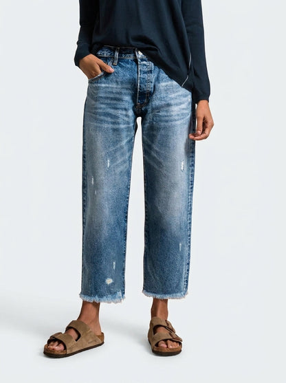 Retro raka korta jeans för dam