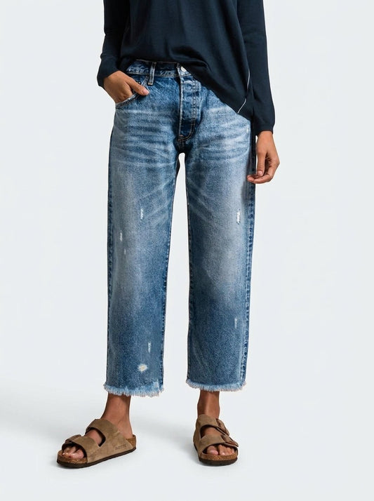 Vaqueros Rectos cortos retro para mujer - Ebora Store