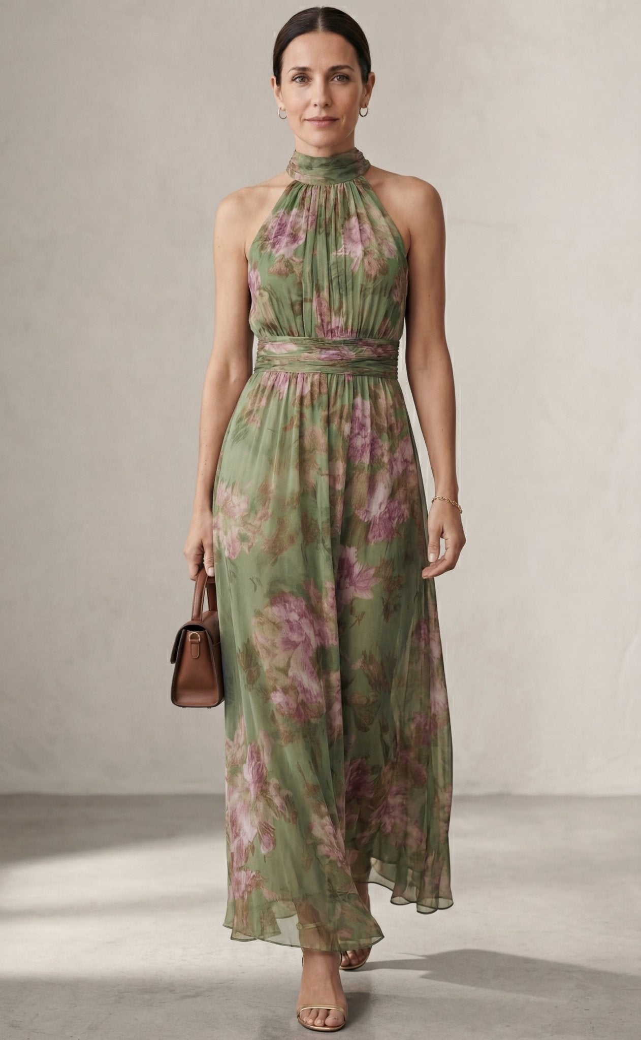 Livia™| Vestido maxi halter floral elegante - Ebora Store