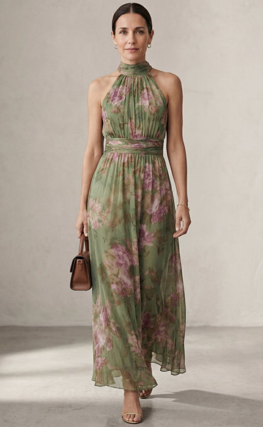 Livia™| Vestido maxi halter floral elegante - Ebora Store