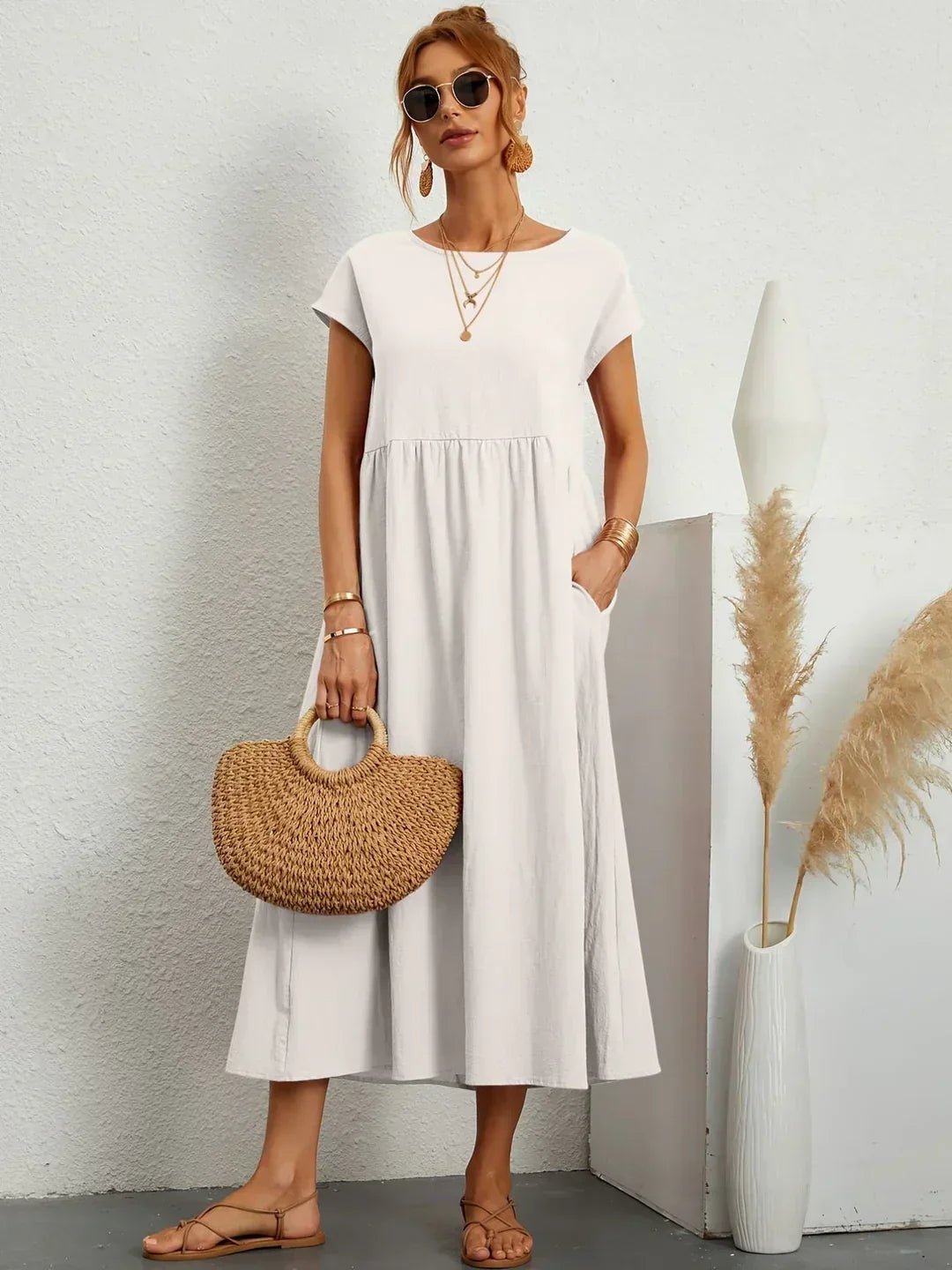 Gabriela™ | Vestido midi fluido de elegancia atemporal - Ebora Store