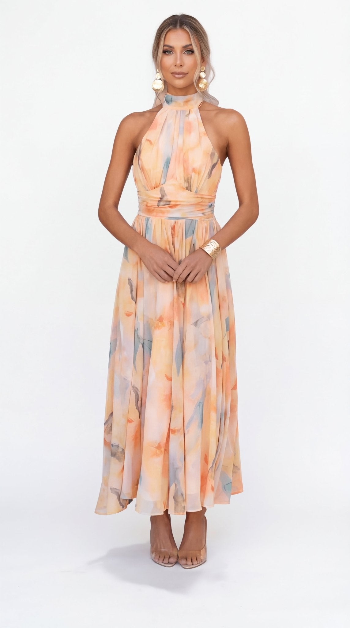 ESTHER | Vestido Halter de Estilo Acuarela - Ebora Store