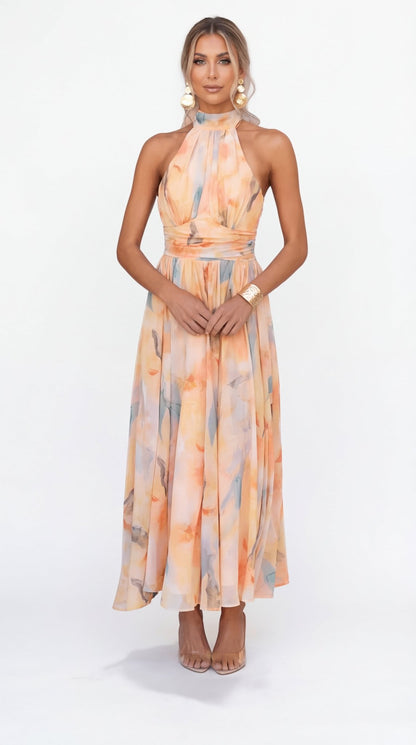 ESTHER | Vestido Halter de Estilo Acuarela - Ebora Store