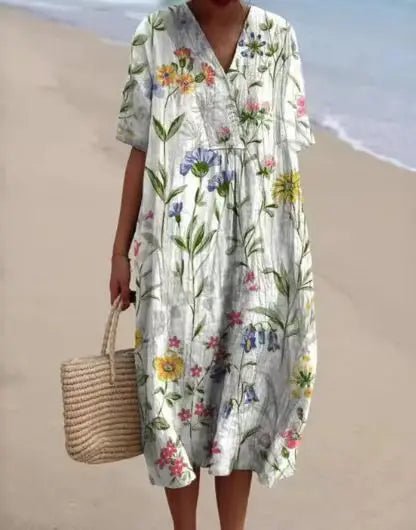 Velora - Vestido Casual Floreado Vintage - Ebora Store