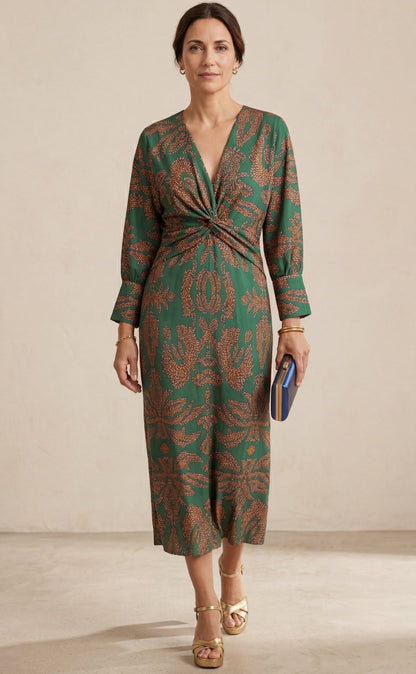 Isadora™ – Vestido Midi Elegante con Estampado de Encanto Atemporal - Ebora Store