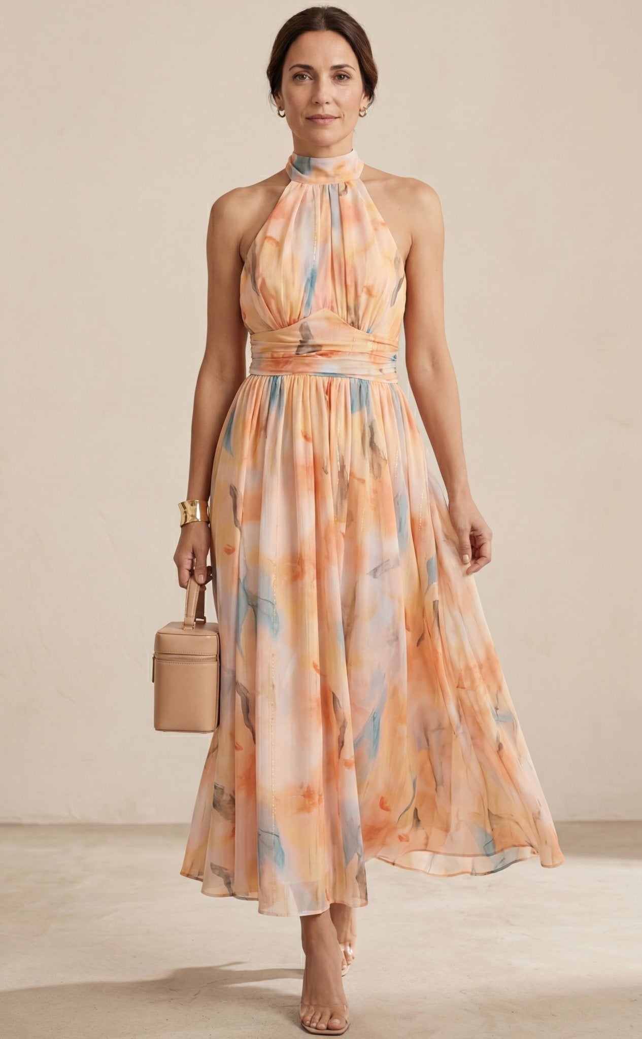 ESTHER | Vestido Halter de Estilo Acuarela - Ebora Store