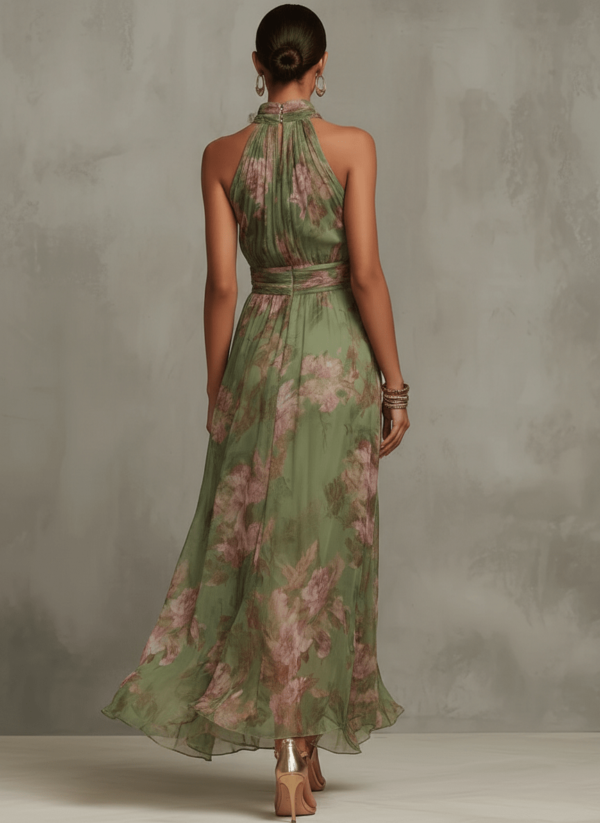 Livia™| Vestido maxi halter floral elegante - Ebora Store