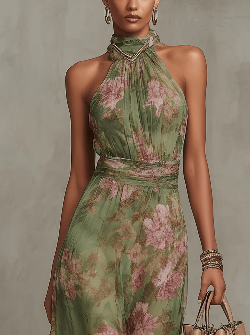 Livia™| Vestido maxi halter floral elegante - Ebora Store