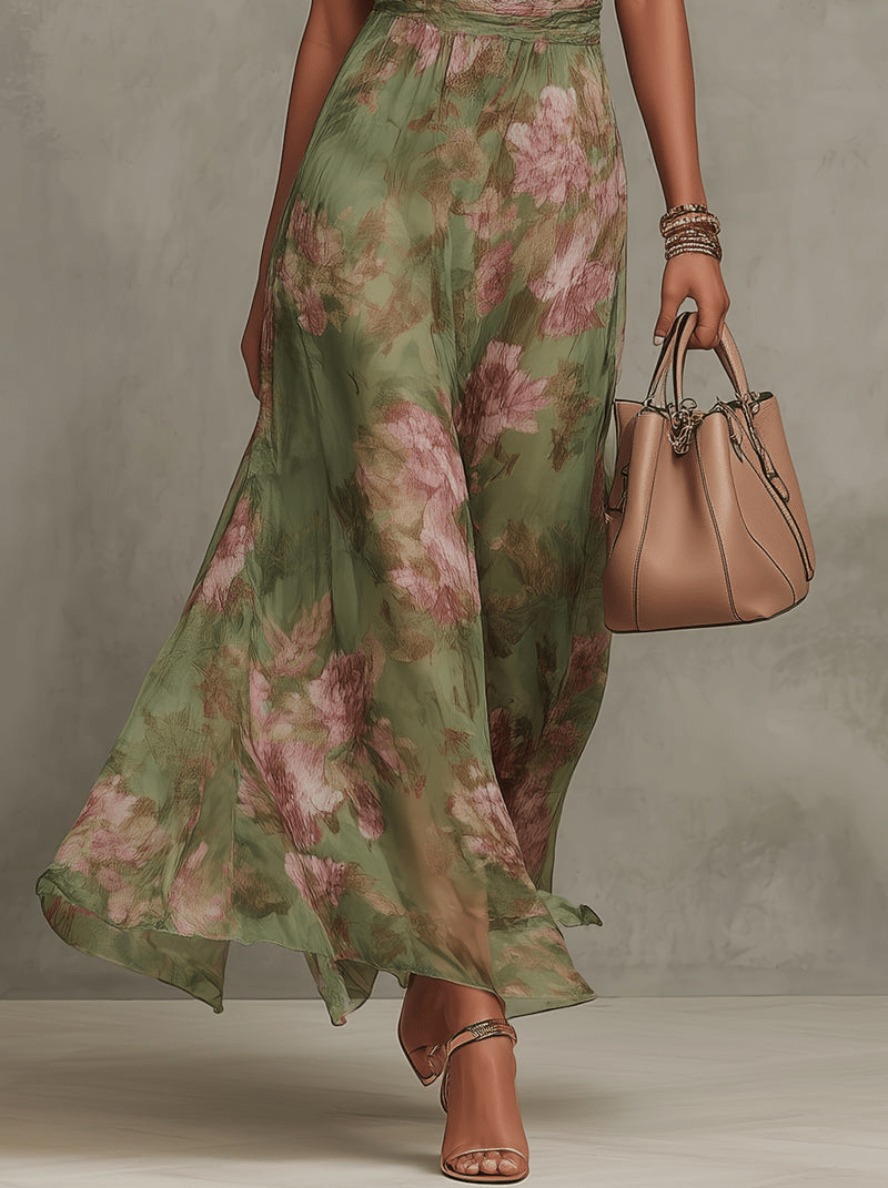 Livia™| Vestido maxi halter floral elegante - Ebora Store
