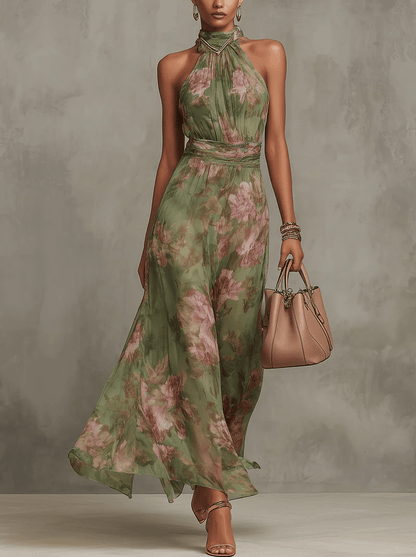 Livia™| Vestido maxi halter floral elegante - Ebora Store