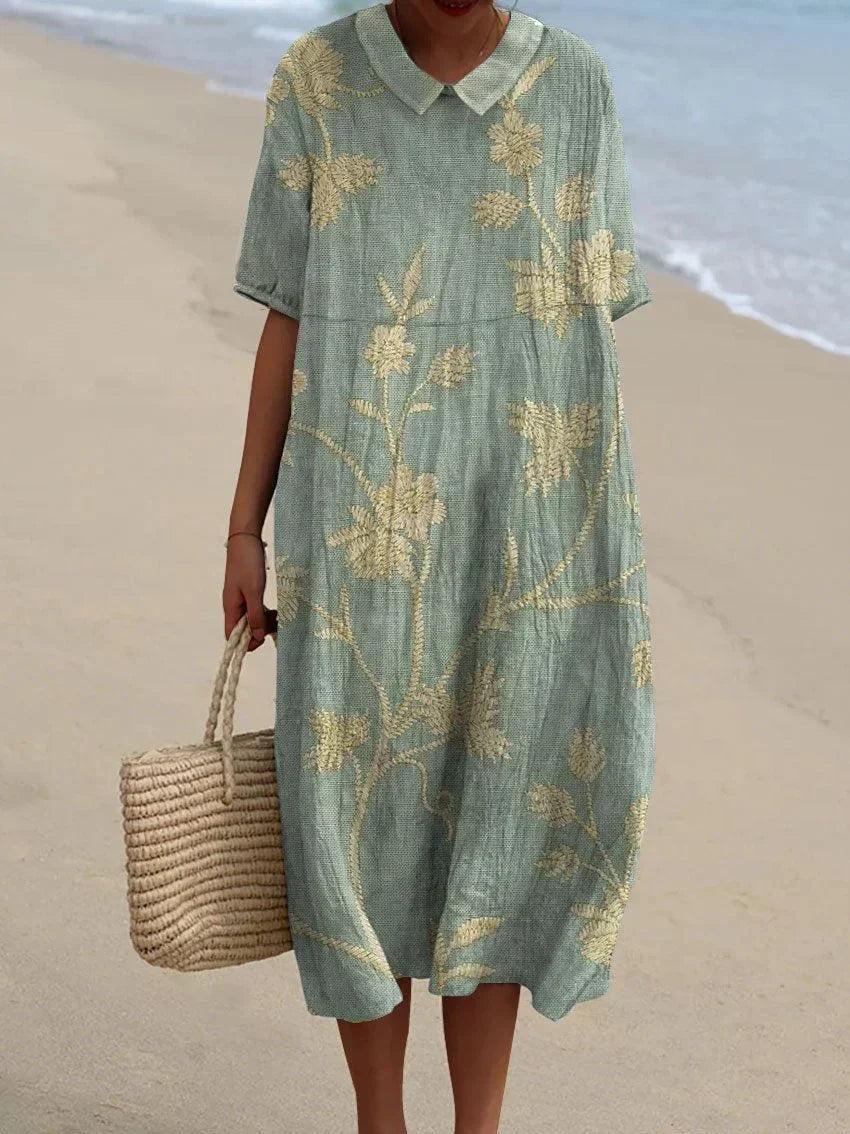 Vestido Casual Fluido con Estampado Floral Vintage