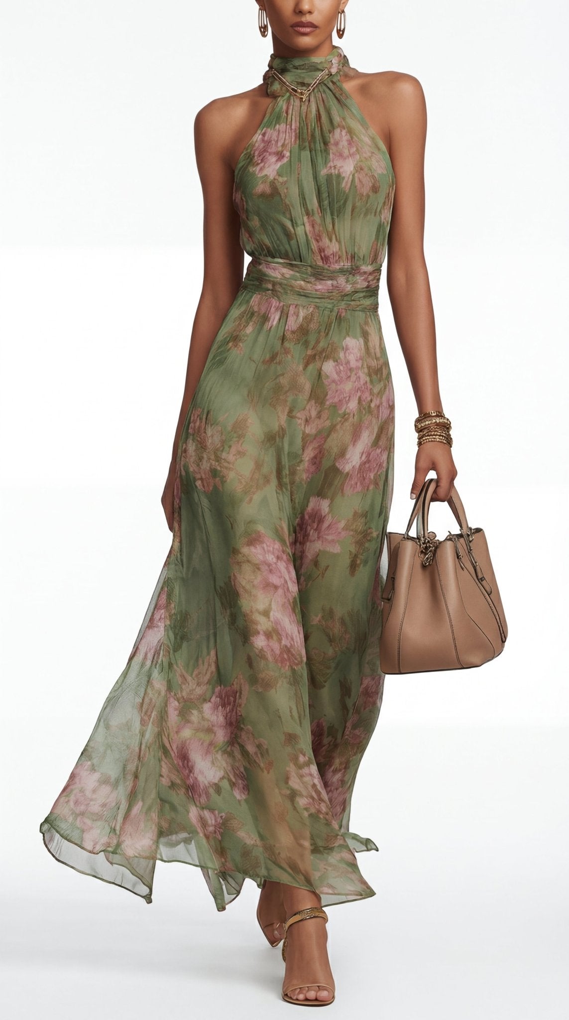 Livia™| Vestido maxi halter floral elegante - Ebora Store