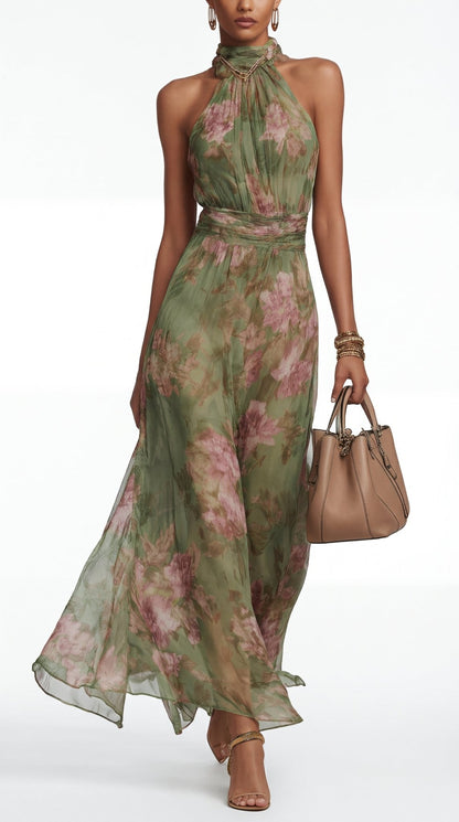 Livia™| Vestido maxi halter floral elegante - Ebora Store