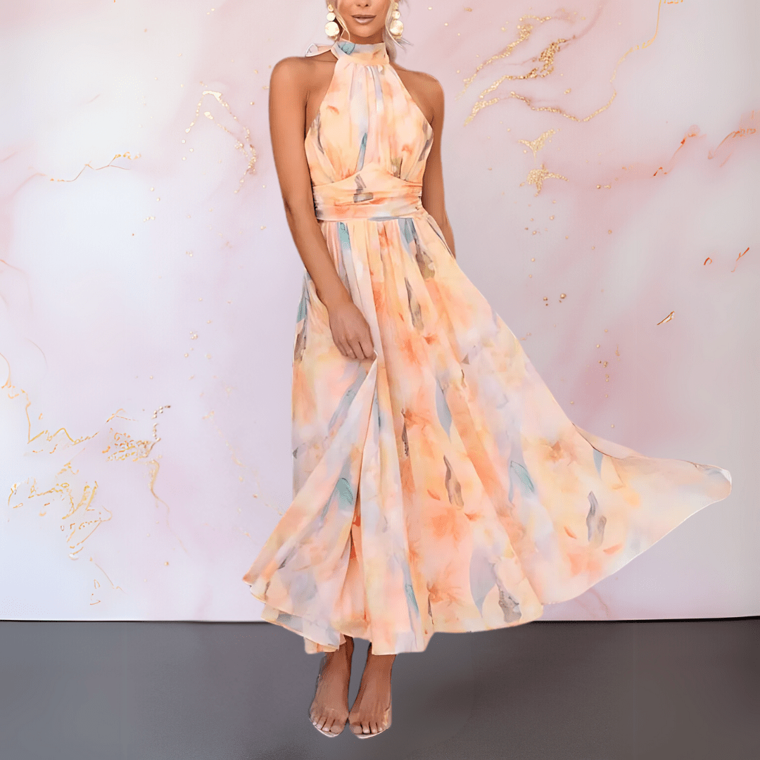 ESTHER | Vestido Halter de Estilo Acuarela - Ebora Store