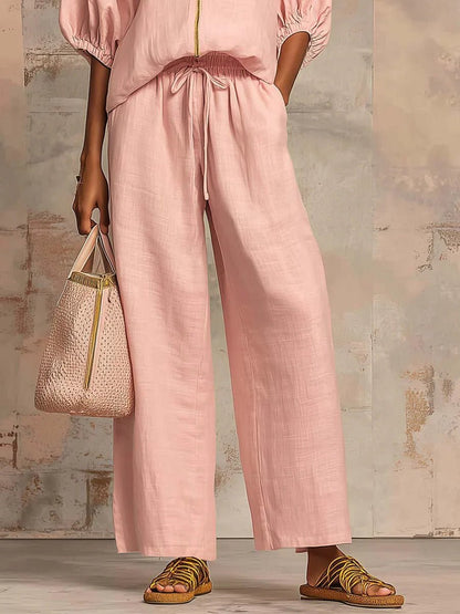 Alba | Conjunto de dos piezas: Camisa de estilo relajado y pantalón de pernera ancha - Ebora Store