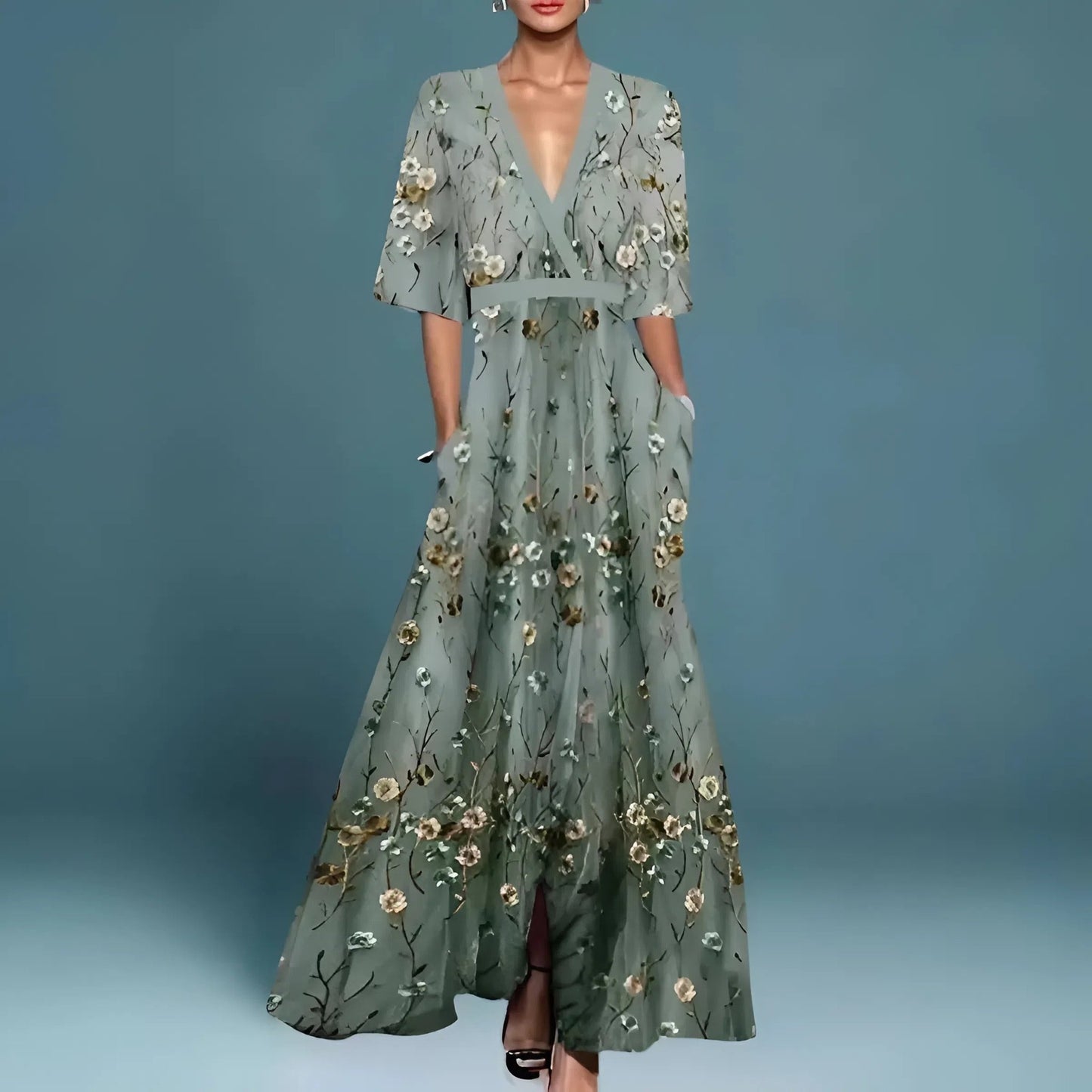 Valentina | Elegante vestido largo con escote profundo - Ebora Store