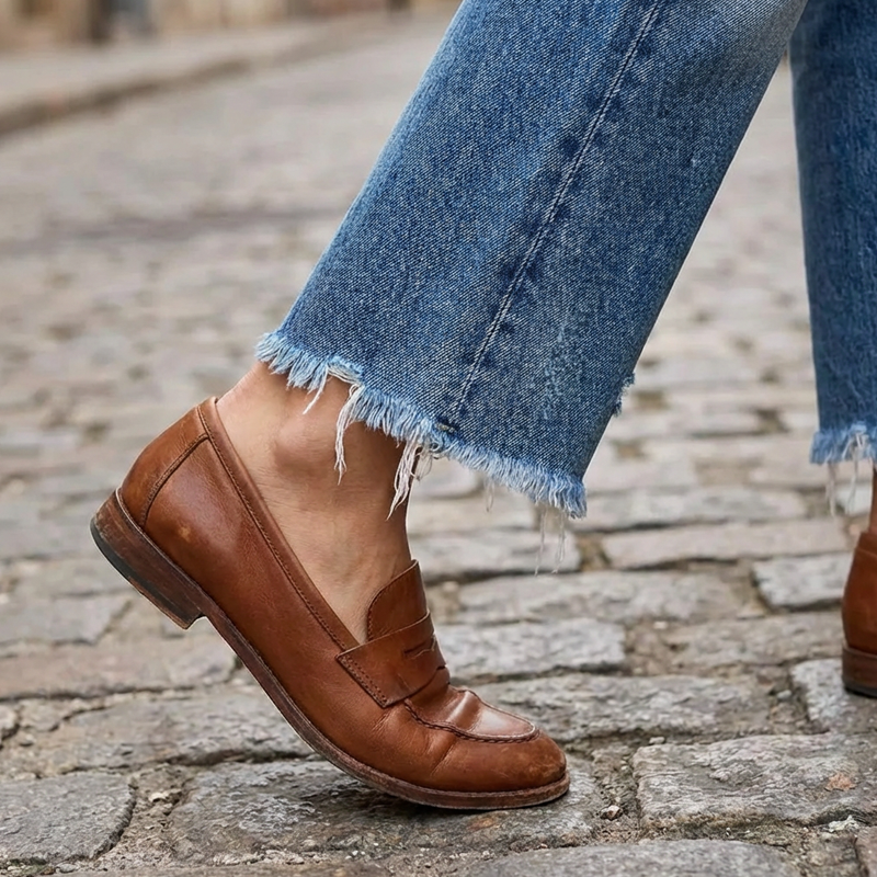 Retro raka korta jeans för dam