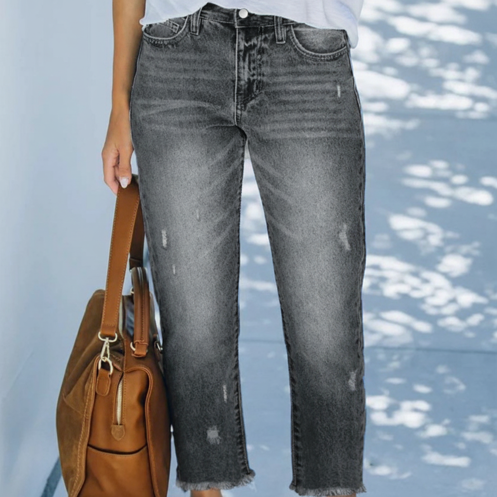 Retro raka korta jeans för dam