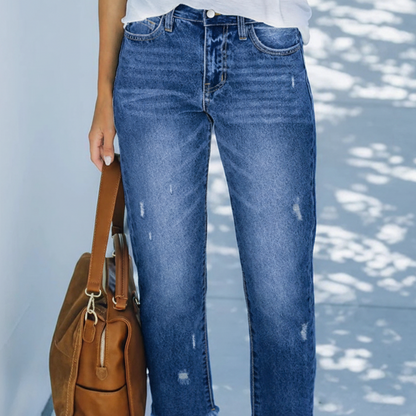 Retro raka korta jeans för dam