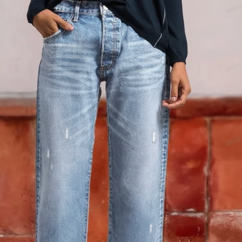 Retro raka korta jeans för dam
