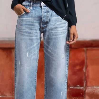 Retro raka korta jeans för dam