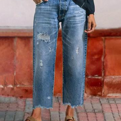 Retro raka korta jeans för dam