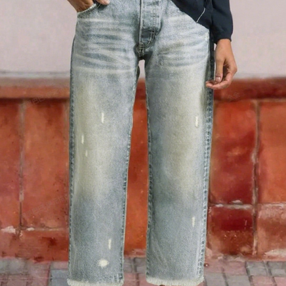 Retro raka korta jeans för dam