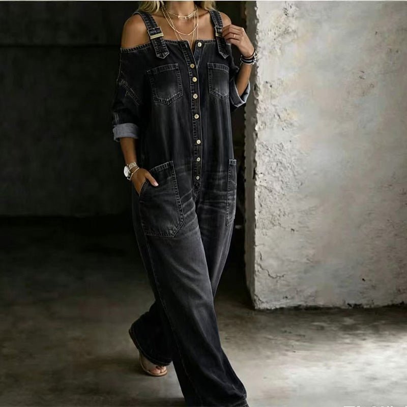 Bekväm jumpsuit med vida ben och praktiska fickor - Ebora Store