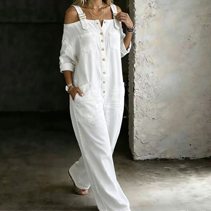 Bekväm jumpsuit med vida ben och praktiska fickor - Ebora Store